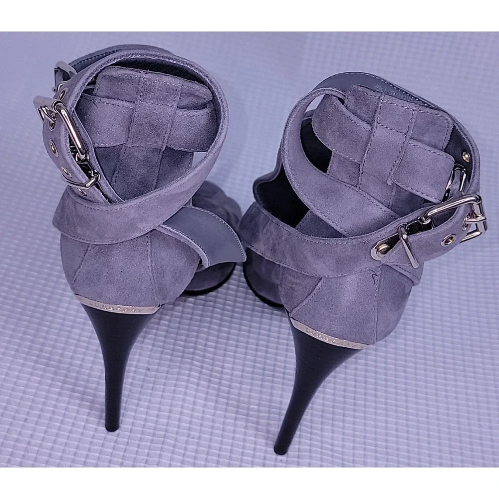 NEW Burberry Open Toe Strappy Gray Heeled Booties US 7.5 / EU 37.5 $995 - Picture 7 of 13